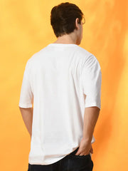 WHITE OVERSIZED DROP SHOULDER T-SHIRT FOR MEN.
