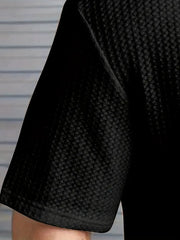 Waffle round neck drop shoulder T shirt.