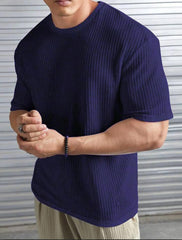 Waffle round neck oversized t-shirt.