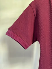 MAROON KNITTED ZIPPER POLO.