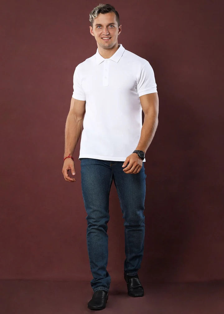 WHITE POLO T SHIRT.