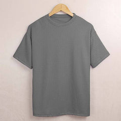 Waffle round neck drop shoulder t shirt.