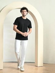 COTTON CREW NECK REGULAR FIT BLACK T-SHIRT.