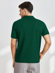 Bottle Green Knitted Zipper Polo.